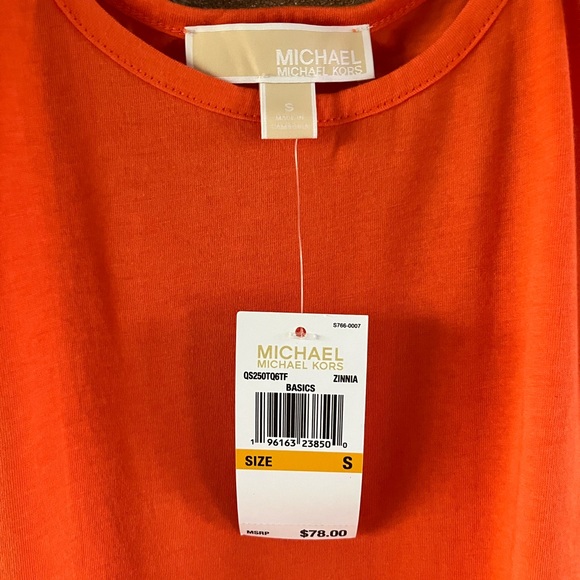 💫HOST PICK💫Michael Kors Orange Cold Shoulder Top Size Small or Large - Picture 5 of 6